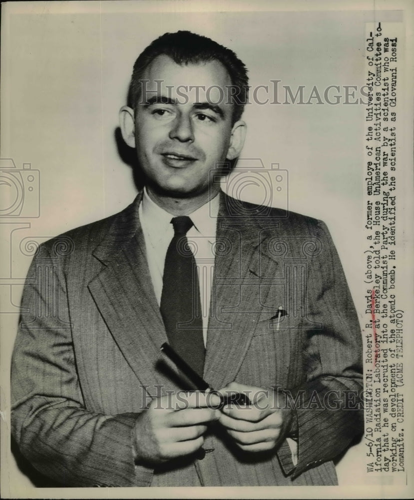 1949 Press Photo R. Davis Told UnAmerican Activities He was Recruited Communist