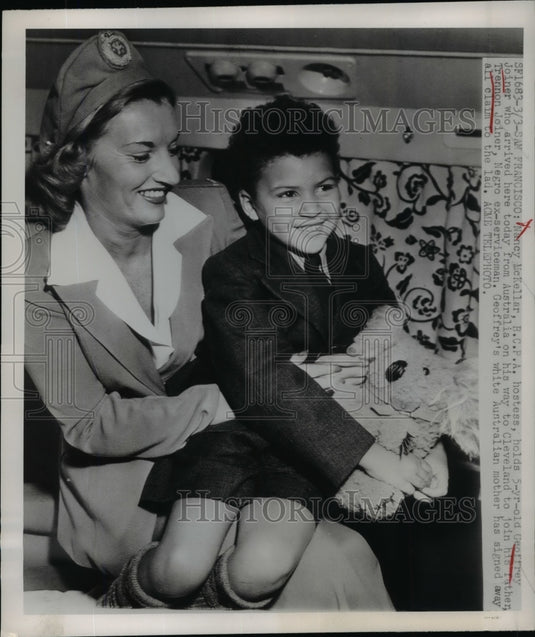 1949 Press Photo Geoffrey Joiner to joined his ex servicemen father at Cleveland