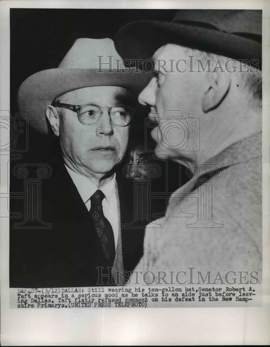 1952 Press Photo Sen Taft Refused Comment on Defeat In New Hampshire Primarys