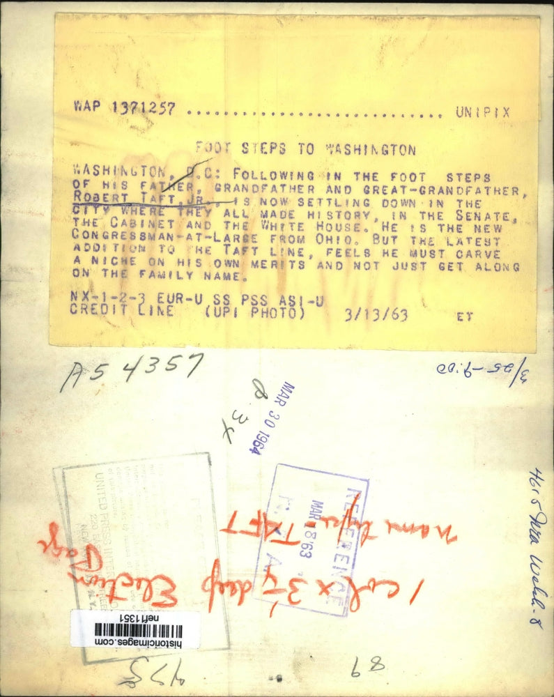 1963 Press Photo Robert A. Taft Jr. son of Sen. Robert A. Taft of Ohio