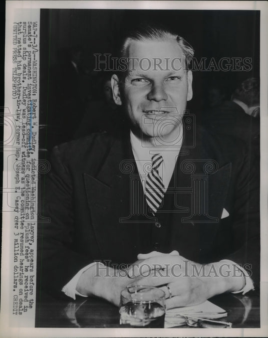 1952 Press Photo Robert W.Dudley indicted Washington Lawyer appears at Senate