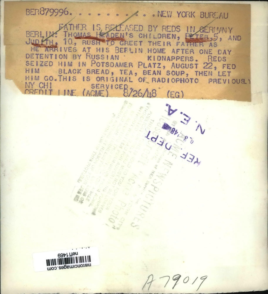 1948 Press Photo Thomas Headen Released By Reds In Germany Berlin - nef11469