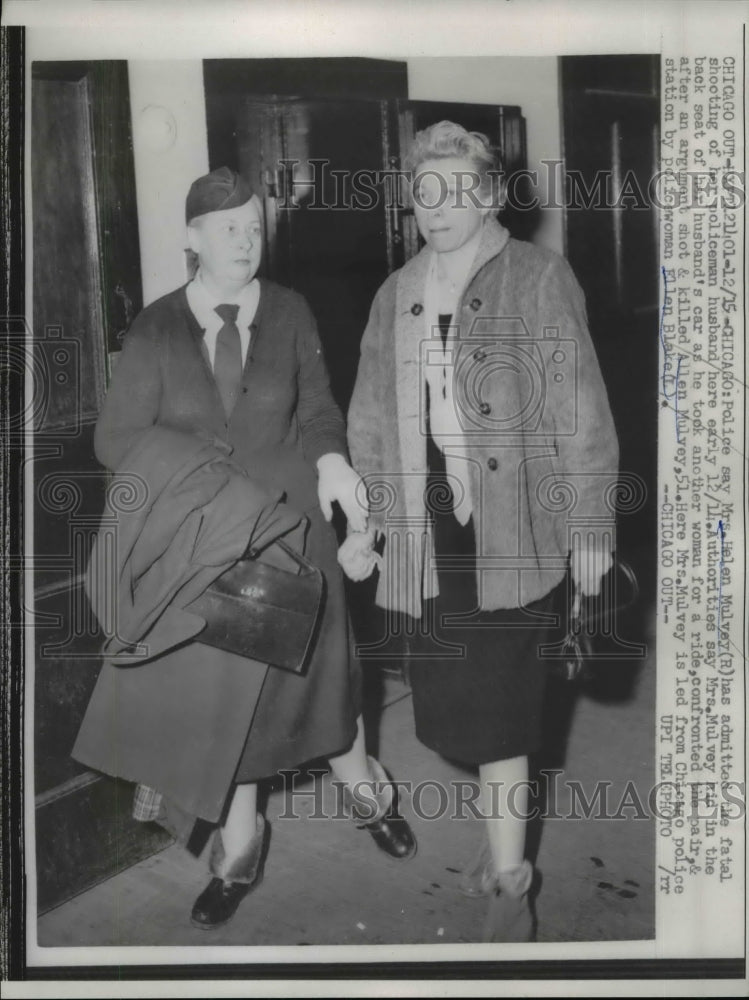 1958 Press Photo Mrs. H. Mulvey (R) Admitted To The Fatal Shooting of Her Spouse- Historic Images