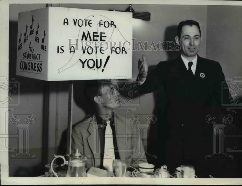 Load image into Gallery viewer, 1936 Press Photo J.W. Mee Uses Own Name In Campaign Slogan For Republican Cand
