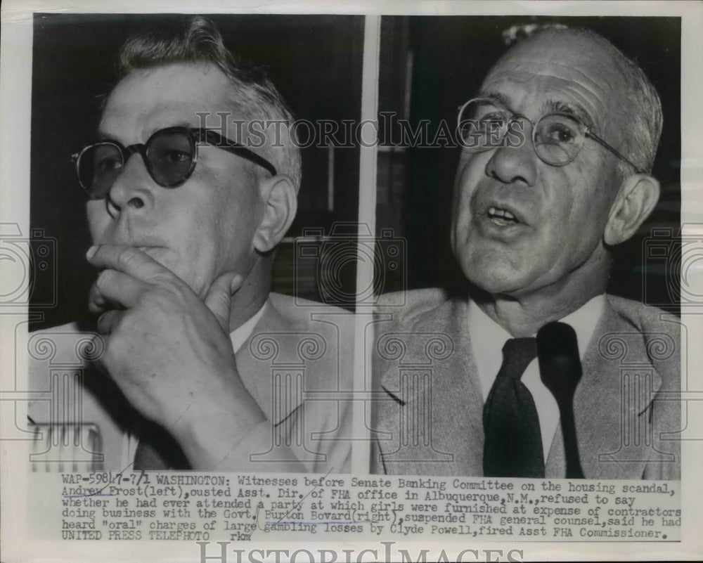 1954 Press Photo Bovard, Frost, agency officers in housing scandal - nef11543