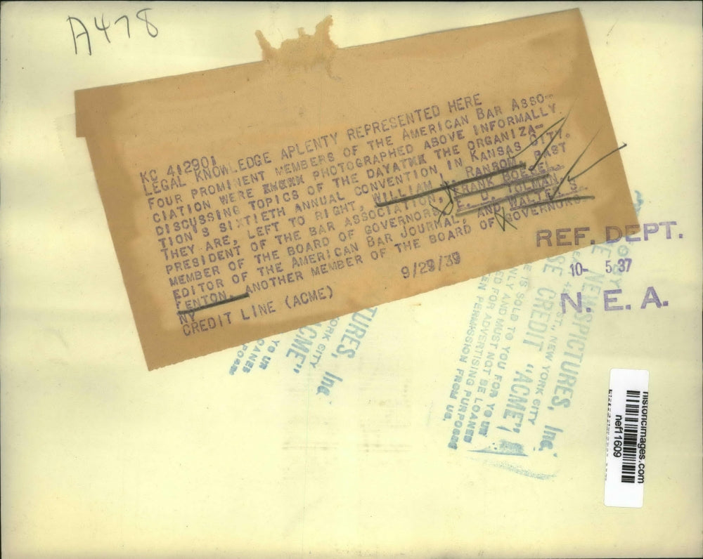 1939 Press Photo Ransom, Boesel, Tolman, Denton at Bar Association convention