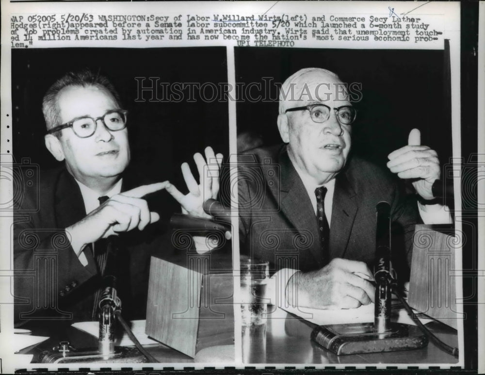1963 Press Photo Sec. of Labor W.Willard Wirtz and Commerce Sec. Luther Hodges