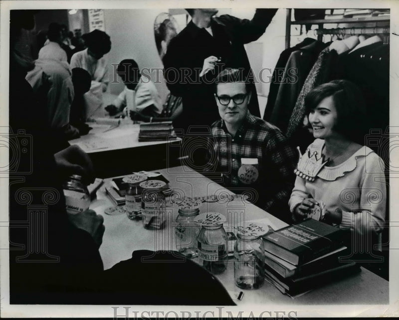 Load image into Gallery viewer, 1955 Press Photo Bob White Ad Sue Stylinski Both Students of Community College
