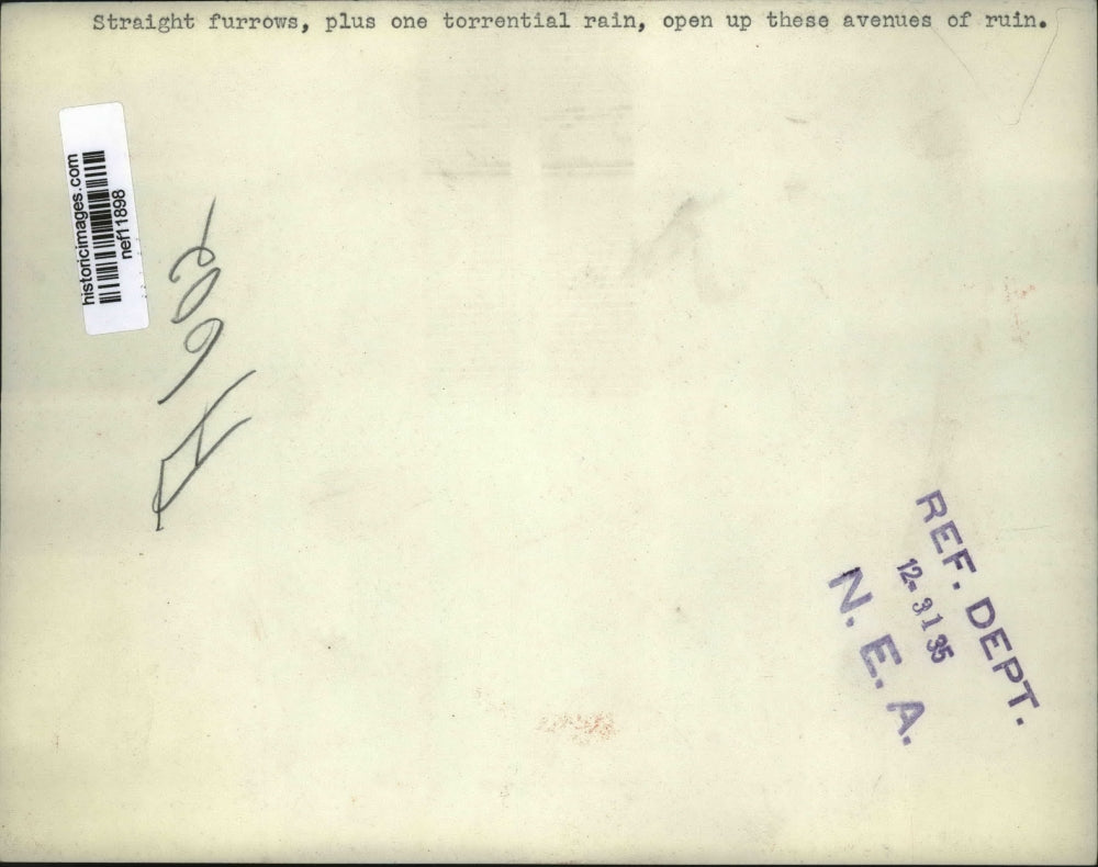 1935 Press Photo Straight Furrows plus one torrential rain open up Avenue Ruins