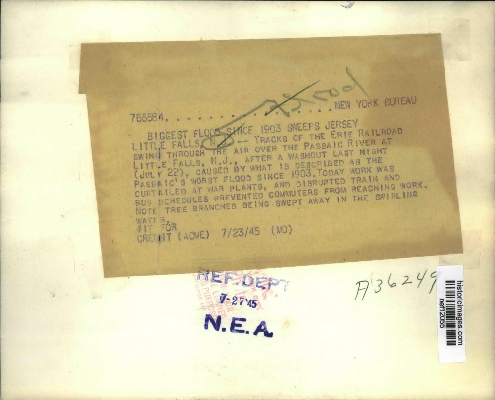 1945 Press Photo Tracks of Erie Railroad over the Passaic River at Little Falls