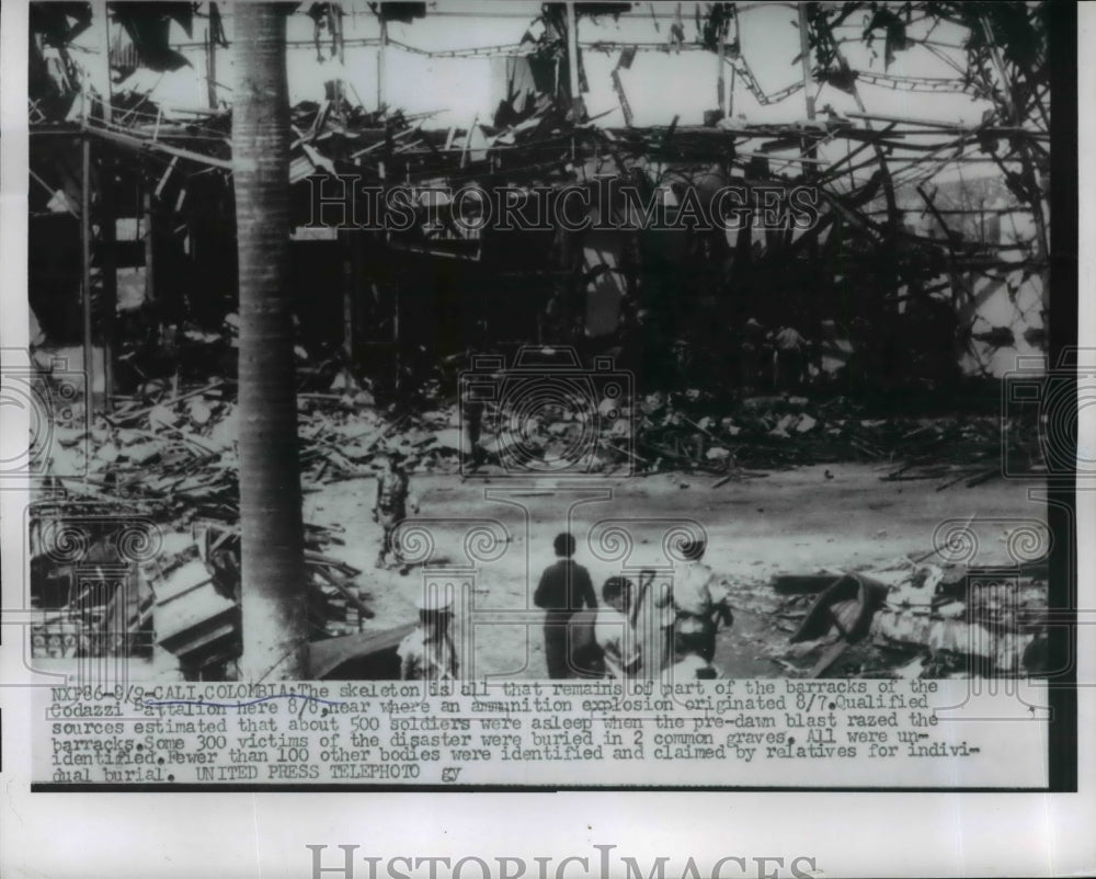 1956 Press Photo Part of the Barracks of the Codazzi Batalion exploded