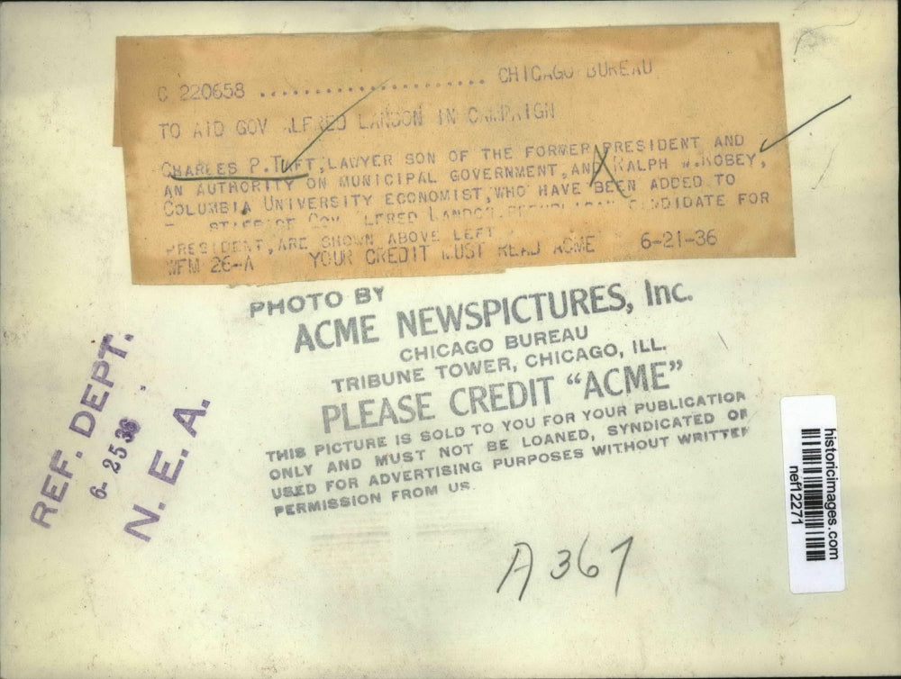 1936 Press Photo C.Taft and R. Robey Added To Staff of A. Landon's Pres Campaign