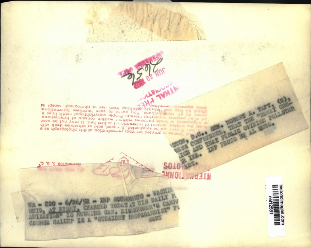 1952 Press Photo Sen. Robert A.Taft during Capitol Press Conference - nef12581