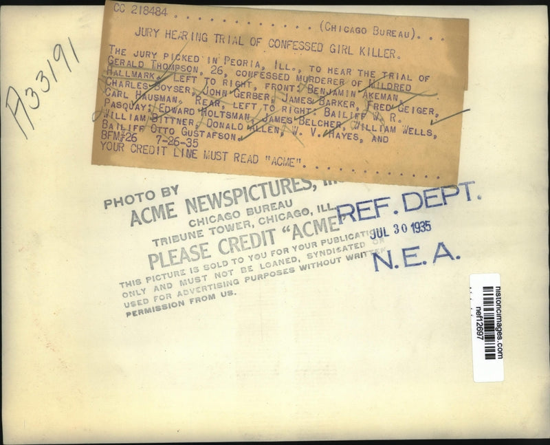 Load image into Gallery viewer, 1935 Press Photo Jury Picked To Hear Trial Of G.Thompson Confessed Murderer
