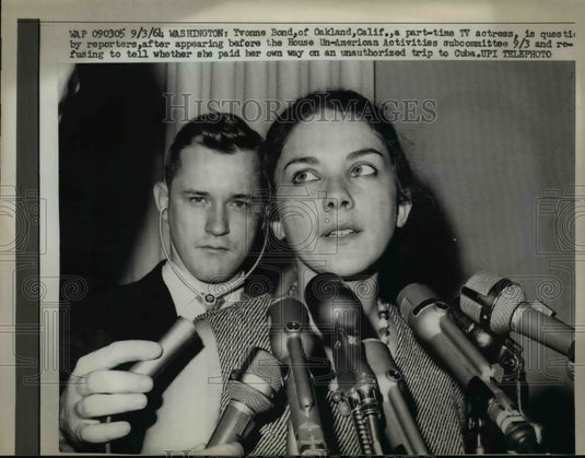 1964 Press Photo TV Actress Refuses To Tell Whether She Paid Her Trip to Cuba