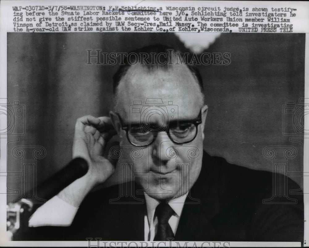 1958 Press Photo Judge Says He Did Not Give Stiff Enough Sentence To Auto Worker