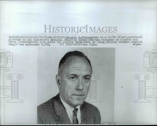 1961 Press Photo Maurice Klein Director Top Secret Security Agency Resigns