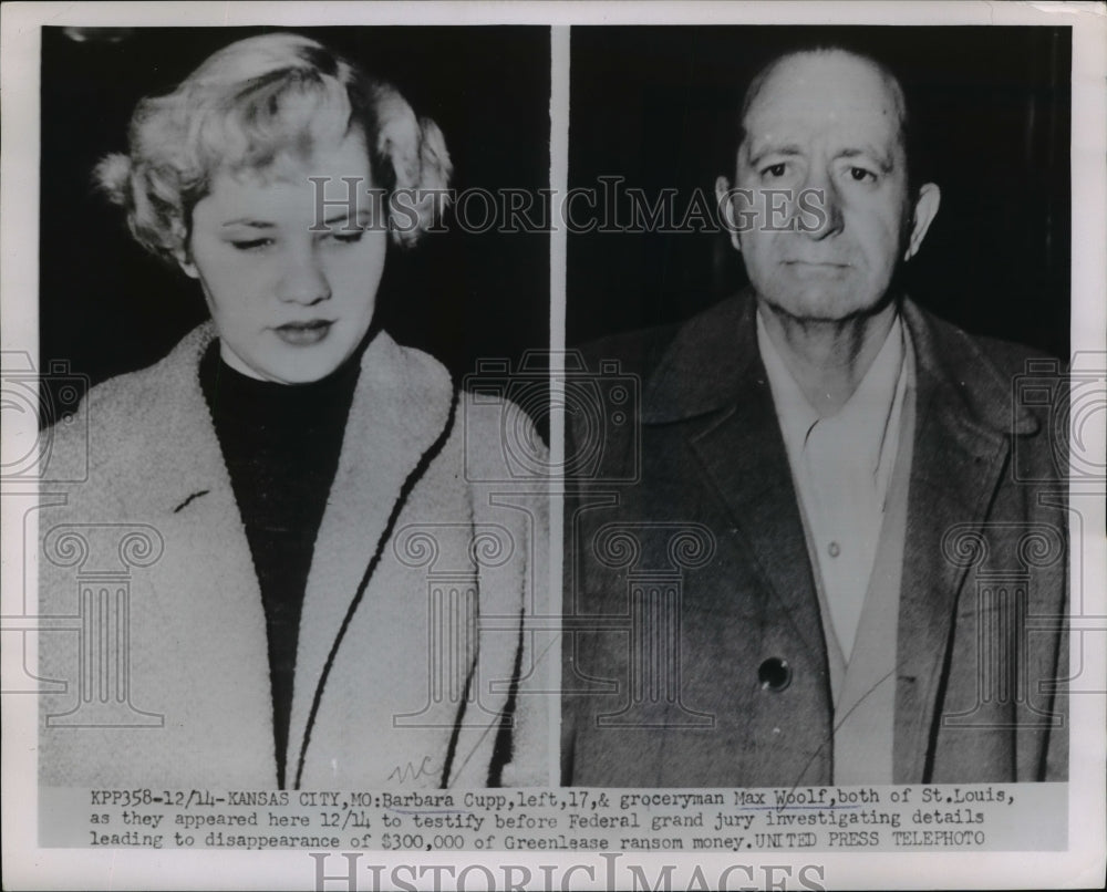 1954 Press Photo B. Cupp and M Wolf Testify Details To Disappearance of $300,000