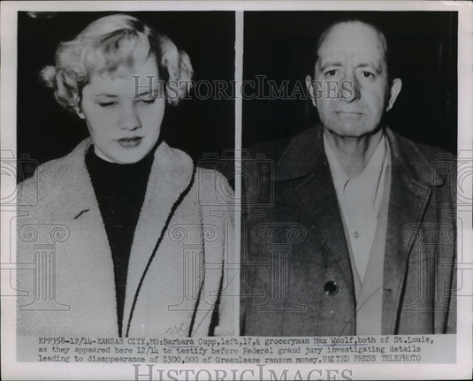 1954 Press Photo B. Cupp and M Wolf Testify Details To Disappearance of $300,000