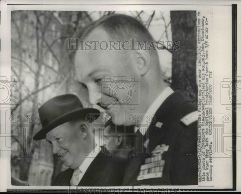 1958 Press Photo President Dwight Eisenhower and son Maj. John Eisenhower