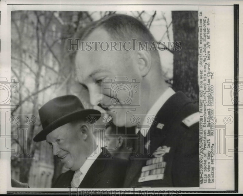 Load image into Gallery viewer, 1958 Press Photo President Dwight Eisenhower and son Maj. John Eisenhower
