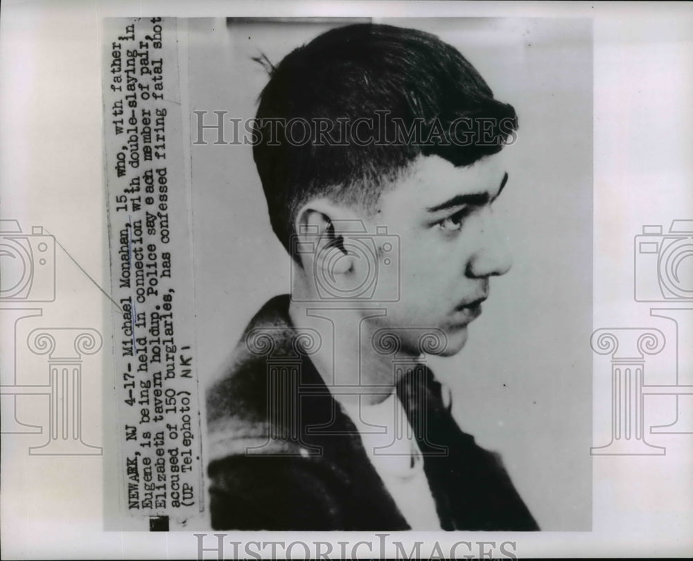 1953 Press Photo M.Monahan, 15, Who With Father Being Held For Numerous Crimes