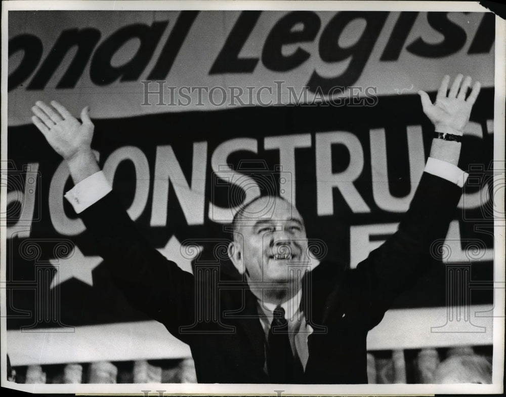 1964 Press Photo President Lyndon B. Johnson at AFL-CIO Conference in D.C.