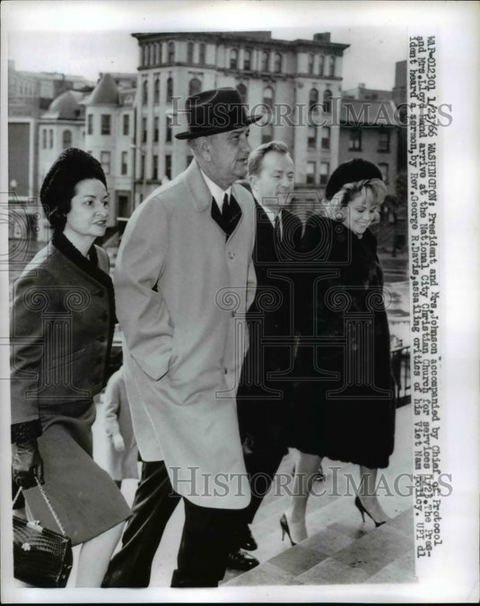1966 Press Photo Lyndon B. Johnson & Lady Bird at National City Christian Church