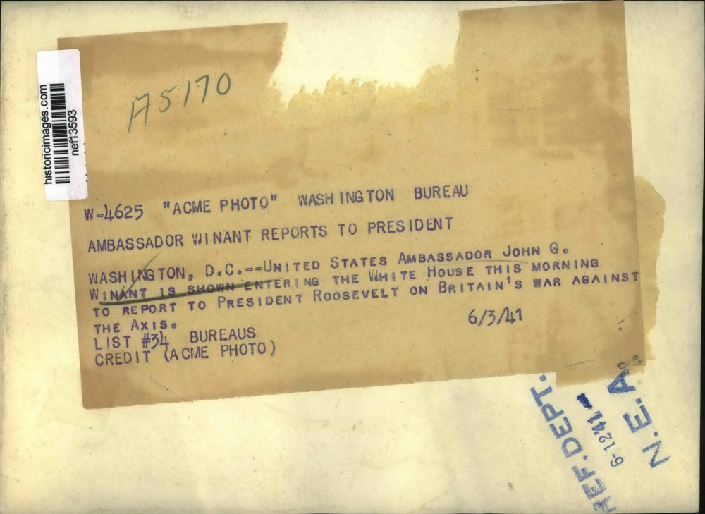 1941 Press Photo Ambassador John G. Winant Reports To President - nef13593