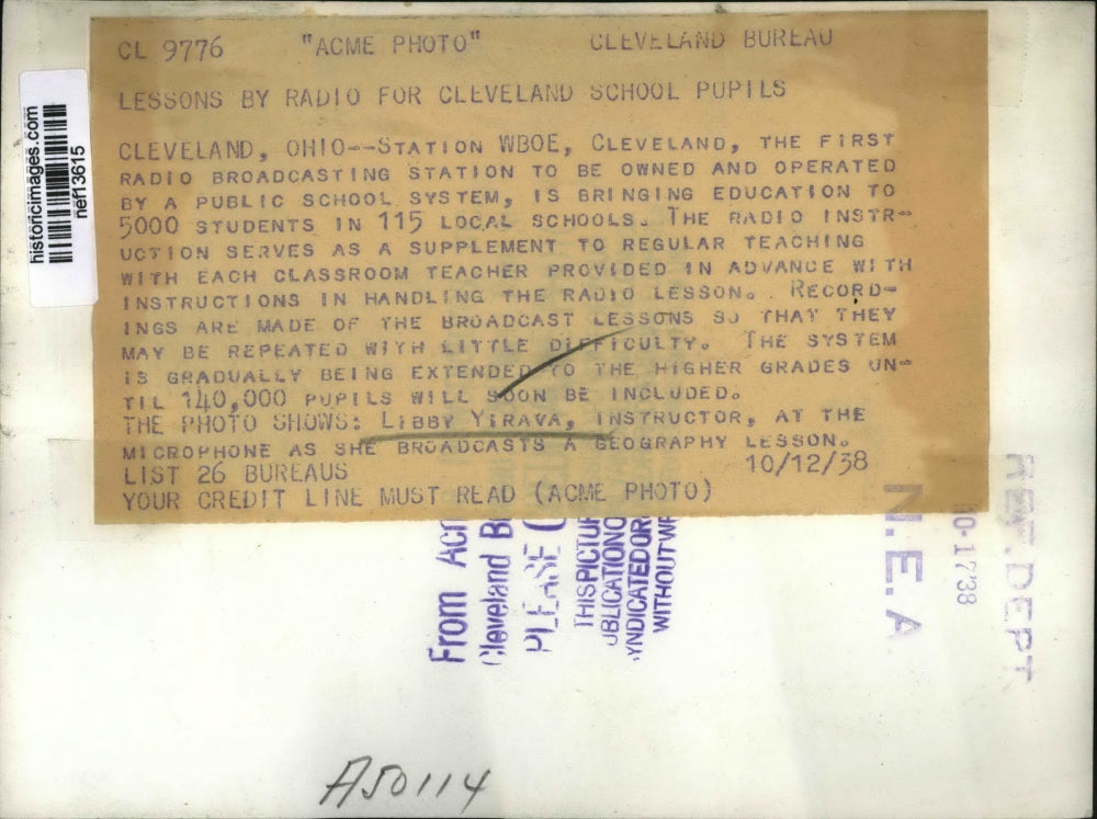 1938 Press Photo Instructor L. Yirava At Microphone Broadcasts Geography Lesson