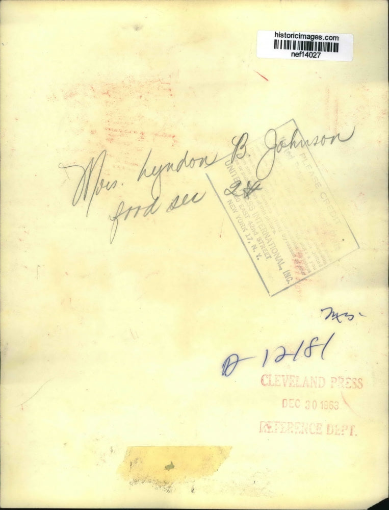 1963 Press Photo Mrs. Lyndon B. Johnson Candid Portrait - nef14027