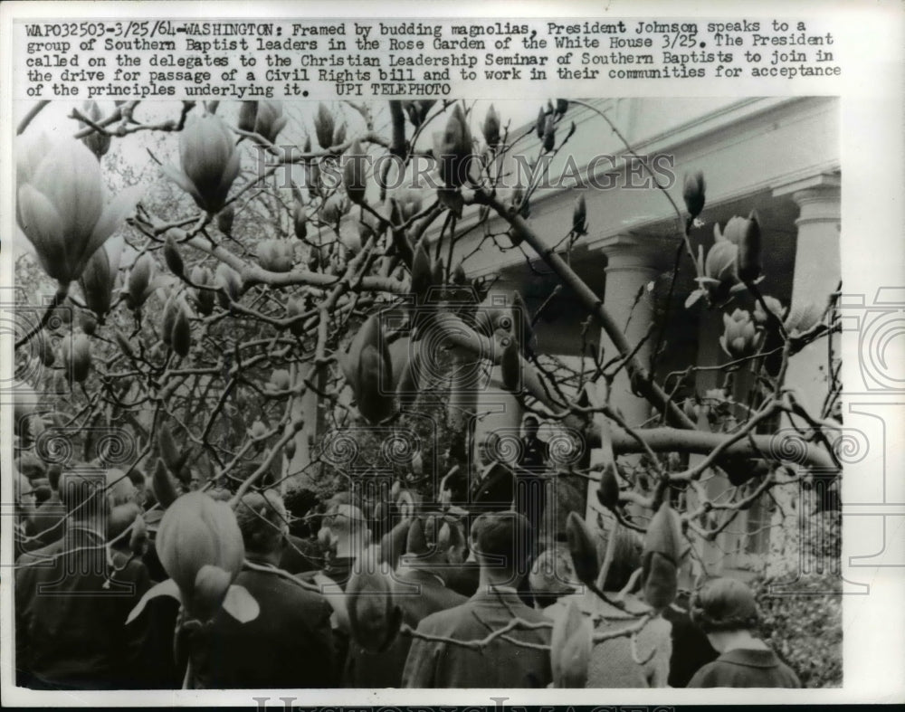 1964 Press Photo President Lyndon Johnson Speaks to Southern Baptist Leaders