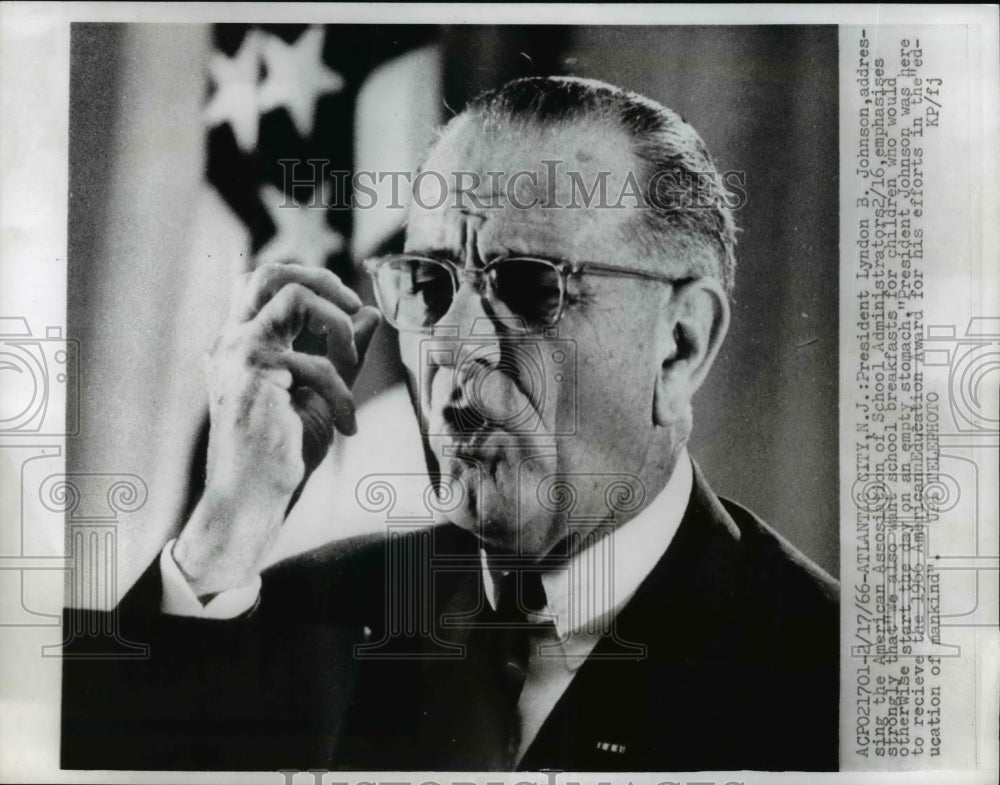 1966 Press Photo President Lyndon B. Johnson Delivering AASA Address - nef14243