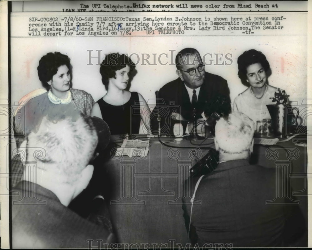 1960 Press Photo President Lyndon B. Johnson Family Press Conference, California