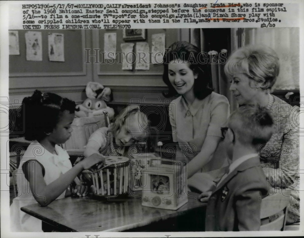 1967 Press Photo Lynda Bird Johnson Filming National Easter Seal TV Spot
