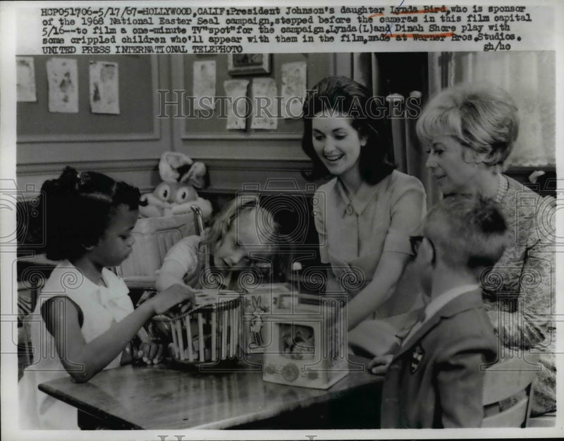 Load image into Gallery viewer, 1967 Press Photo Lynda Bird Johnson Filming National Easter Seal TV Spot
