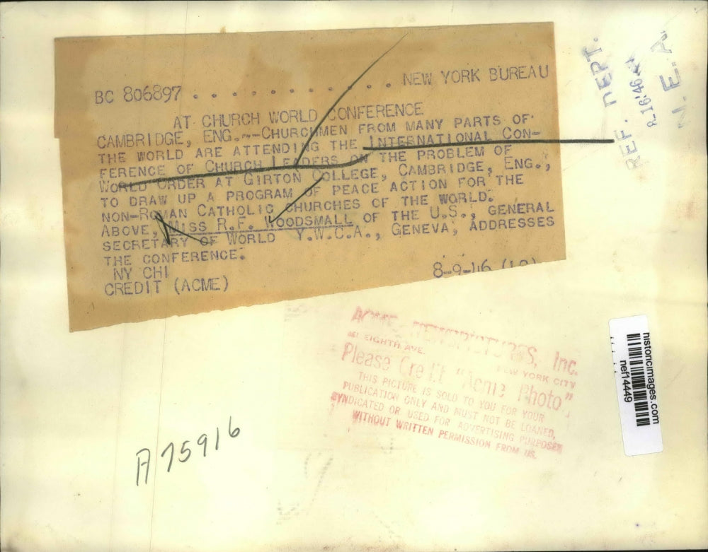 1946 Press Photo R.F. Woodsmall addresses Conference of Church Leaders