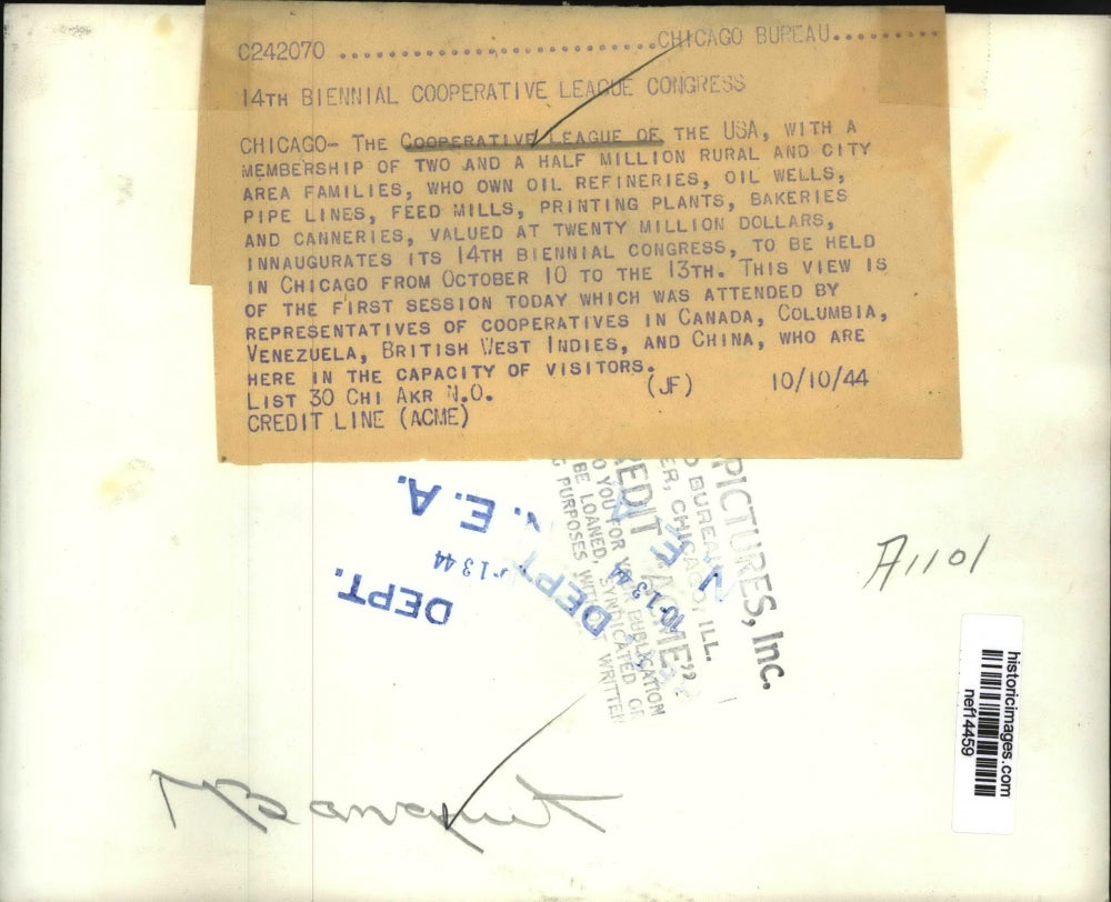 1944 Press Photo Cooperative League of the USA First Session, Chicago, Illinois