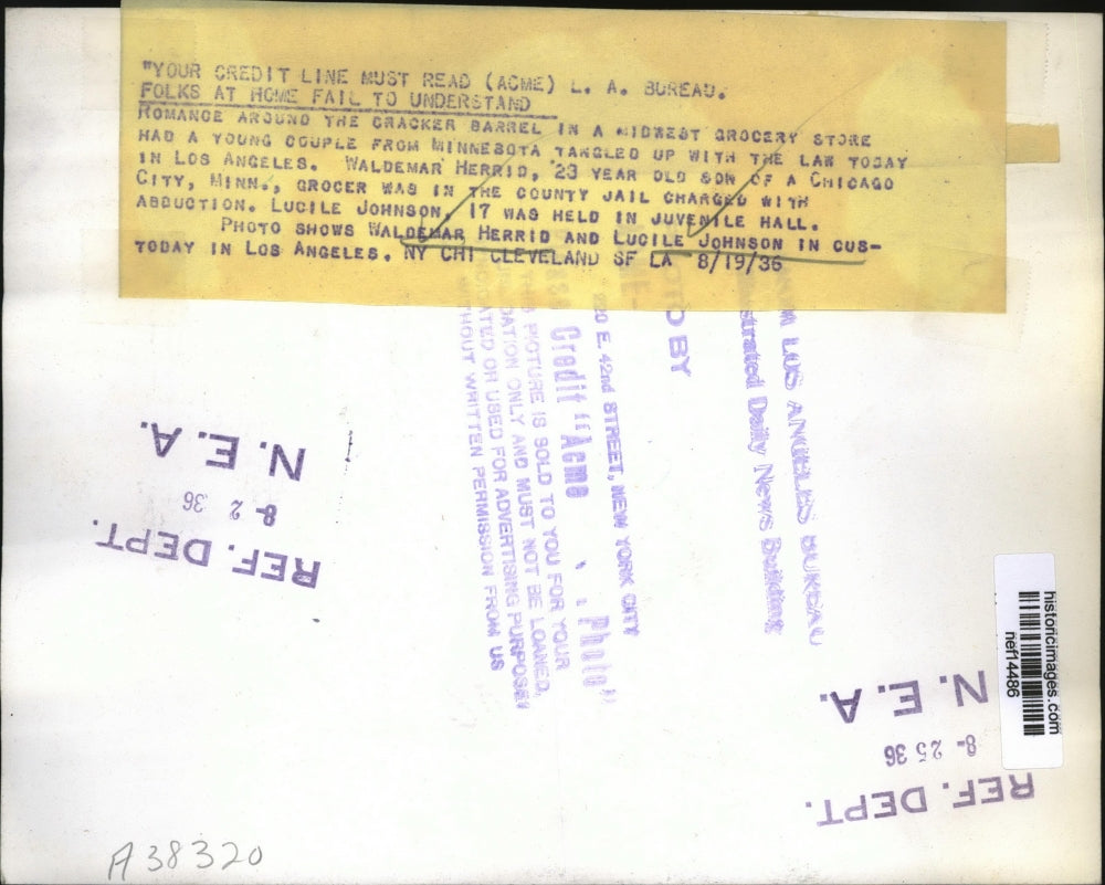 1936 Press Photo Romance In Midwest Grocery Store Had Couple Tangled Up The Law