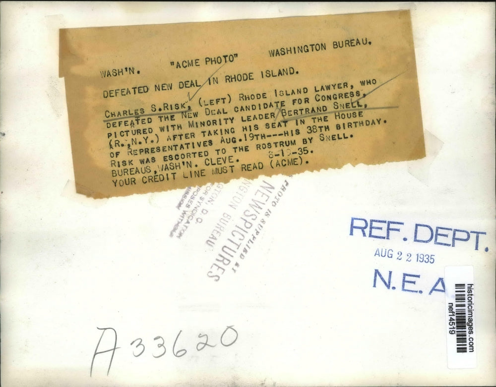 1935 Press Photo Rhode Island Attorney Defeated New Deal Candidate For Congress