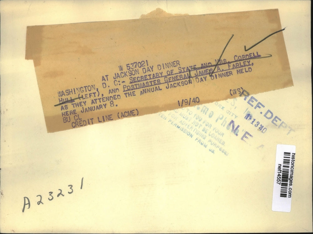 1940 Press Photo Secy of State & Mrs. Cordell and Postmaster Gen James Farley