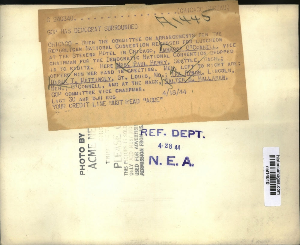 1944 Press Photo Mrs. Paul Henry with Committee of Republican Natl.Convention