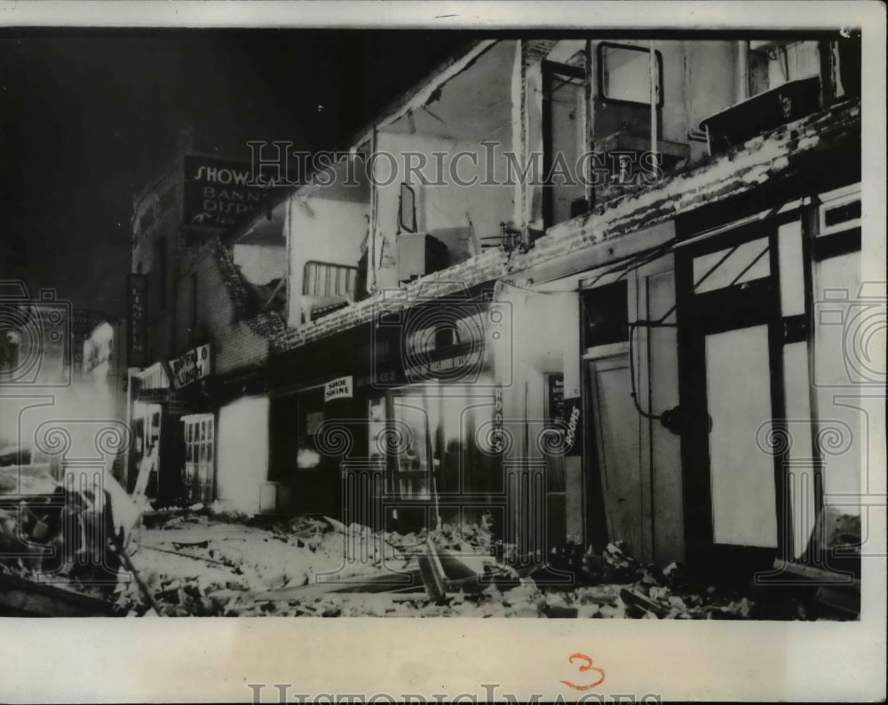 1933 Press Photo Buildings of Long Beach CA Shattered From Series of Earthquakes