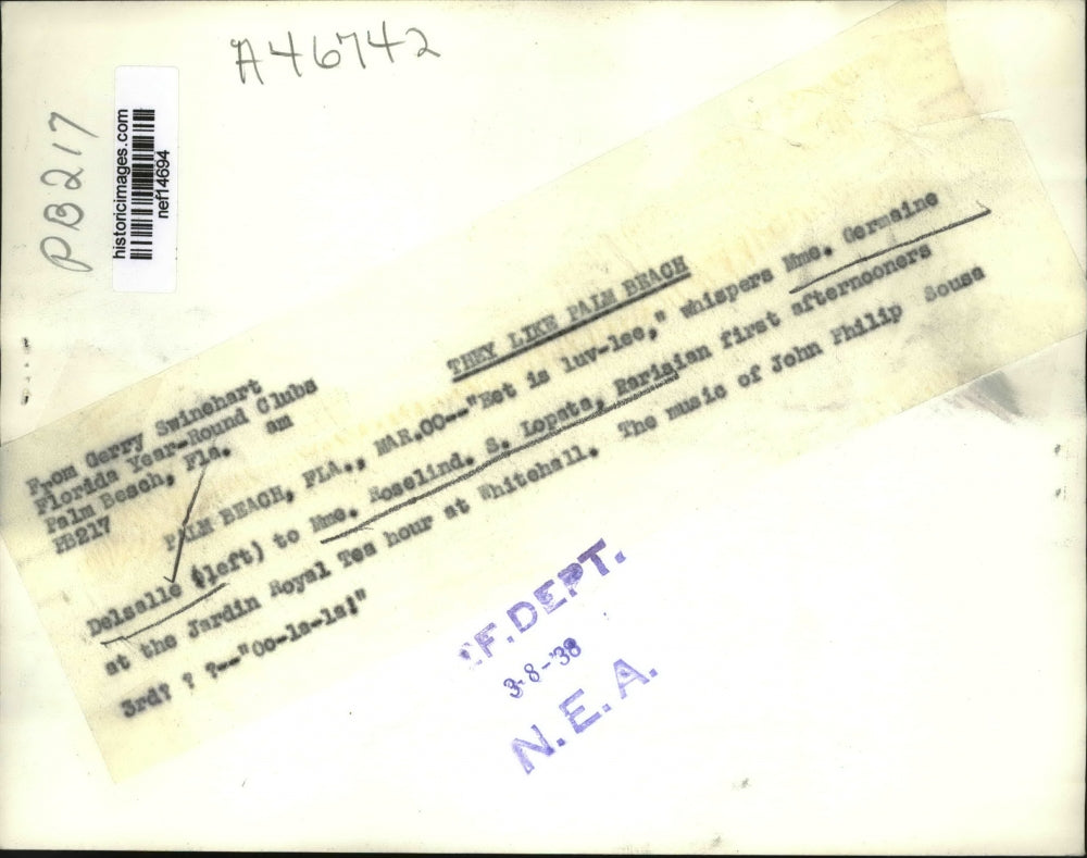 1938 Press Photo G. Delsalle & R. Lopata Afternooners at Jardin Royal Tea Hour