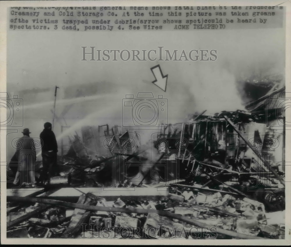 1948 Press Photo Scene Shows Fatal Blast At Producers Creamery & Cold Storage Co