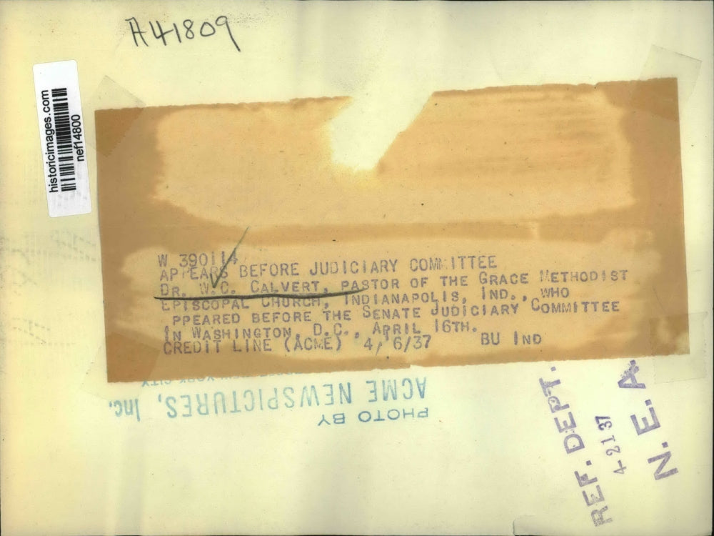 1937 Press Photo Dr. W.C. Calvert appears before Judiciary Committee - nef14800