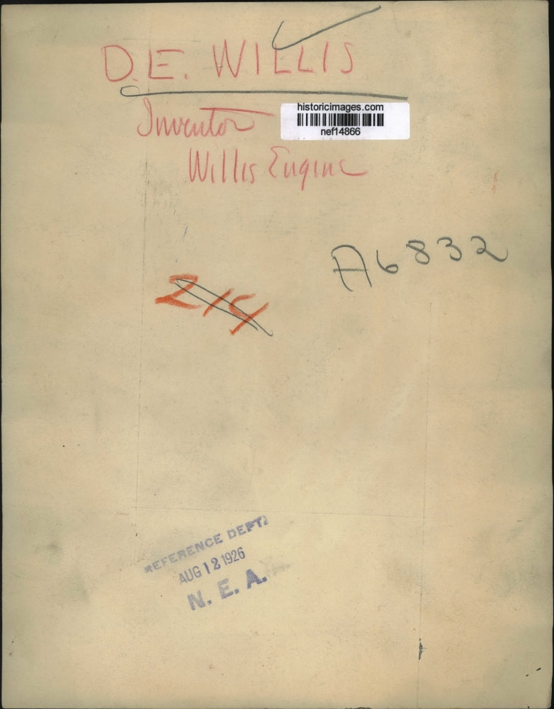 1926 Press Photo Mr. D.E. Willis Inventor - nef14866