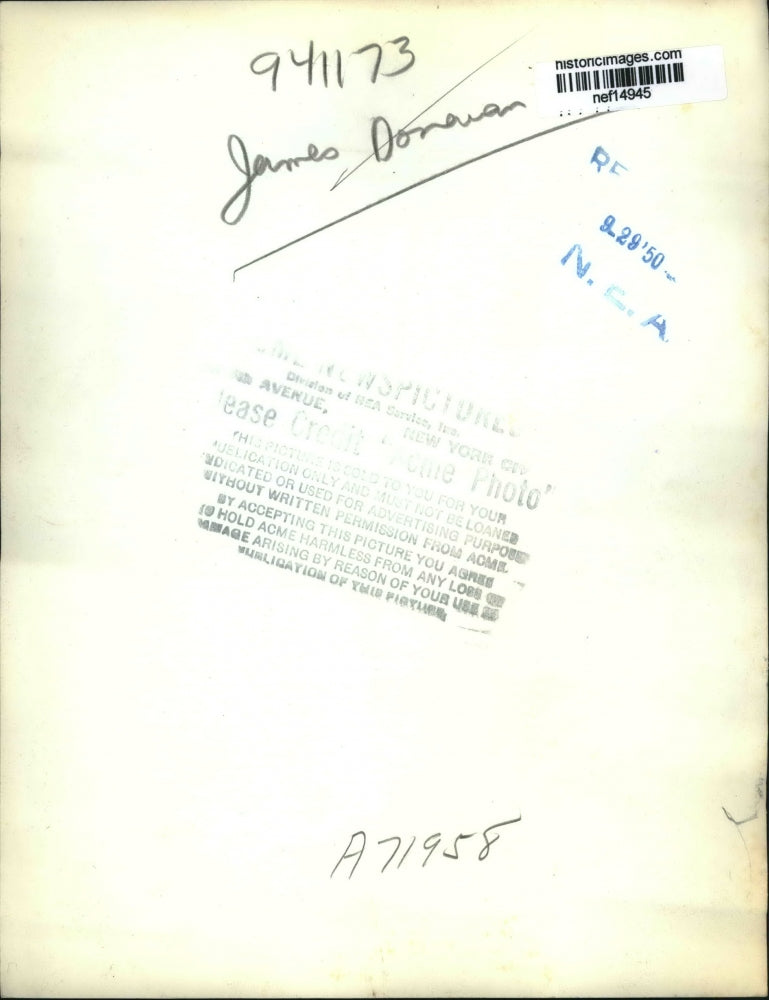 1950 Press Photo James Donauan - nef14945