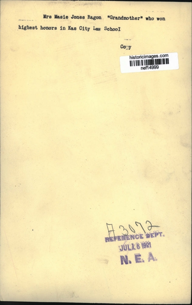 1921 Press Photo Mrs. M. Jones Who Won Highest Honors In Kansas City Law School