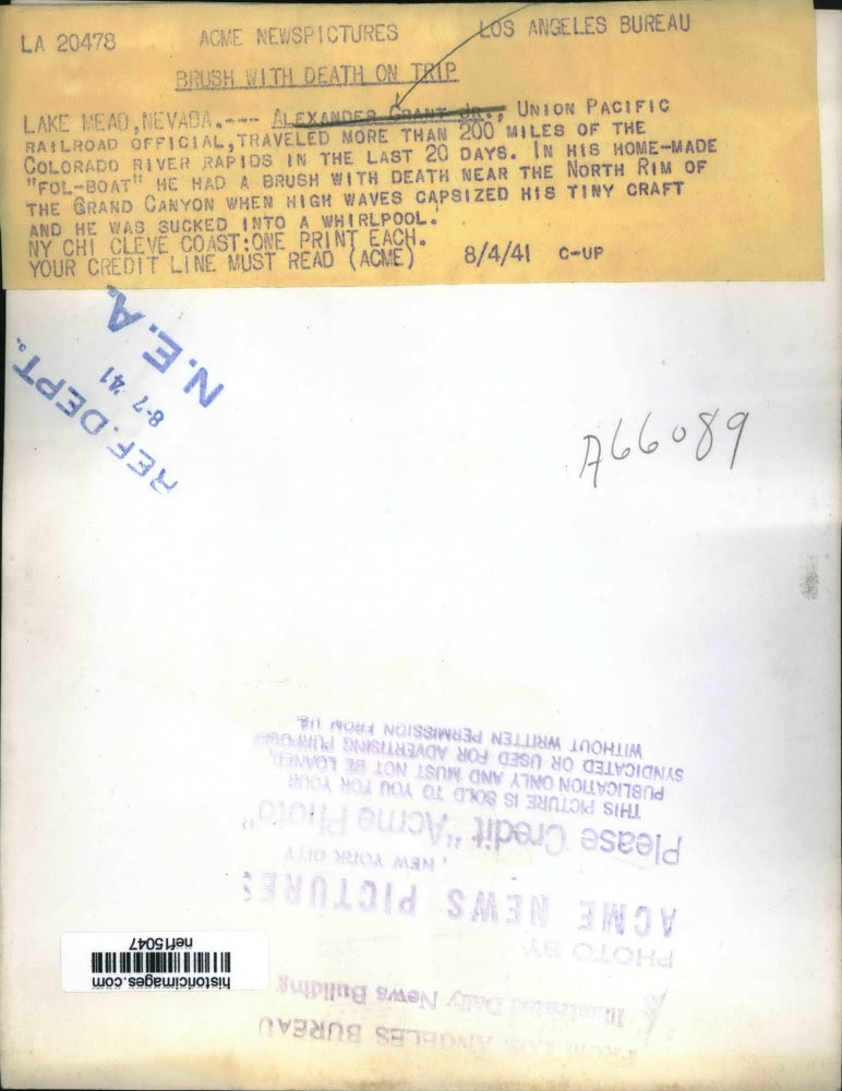 1941 Press Photo A. Grant Traveled More Than 200 Miles in His Homemade Fol-Boat